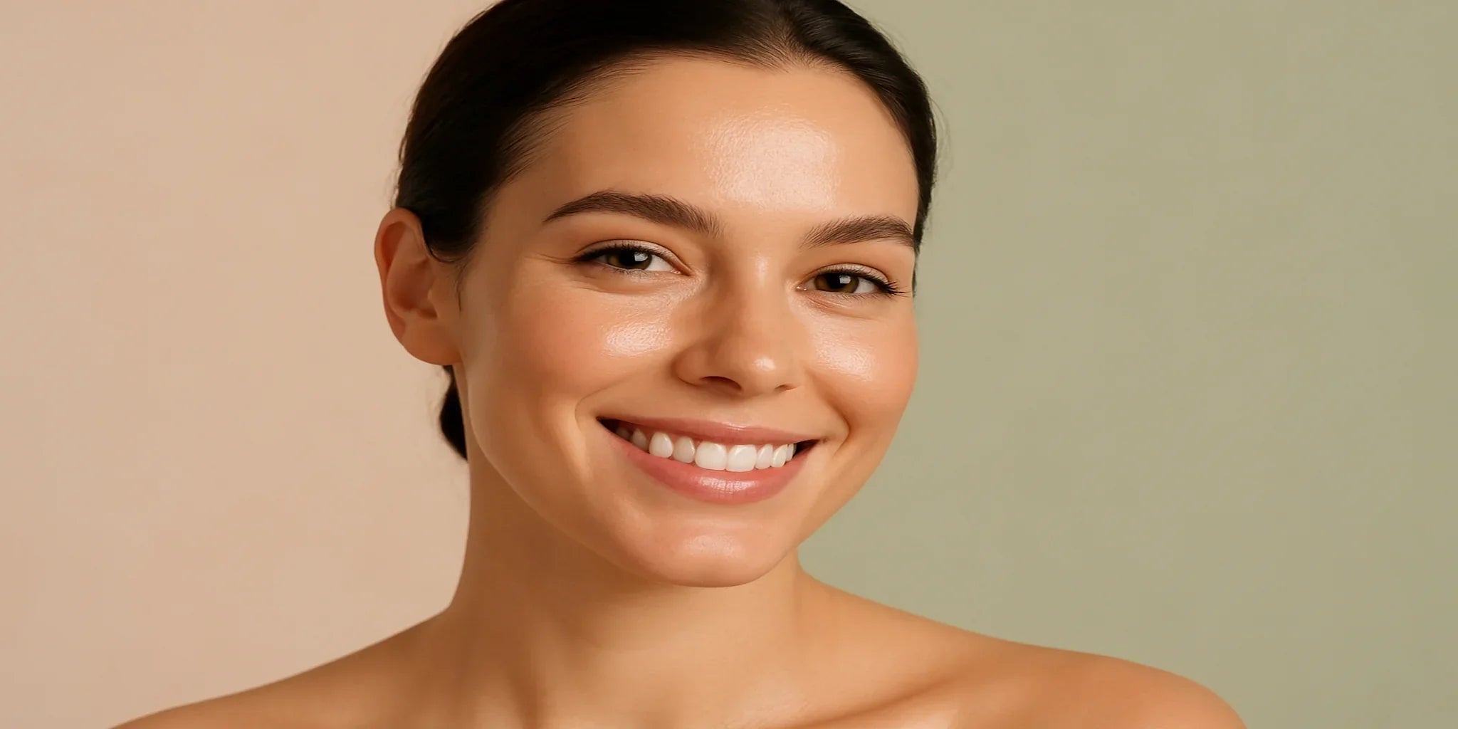 Nasmejana žena sa glatkom i blistavom kožom – efekat Premier Collagen suplementa za prirodan anti-aging.