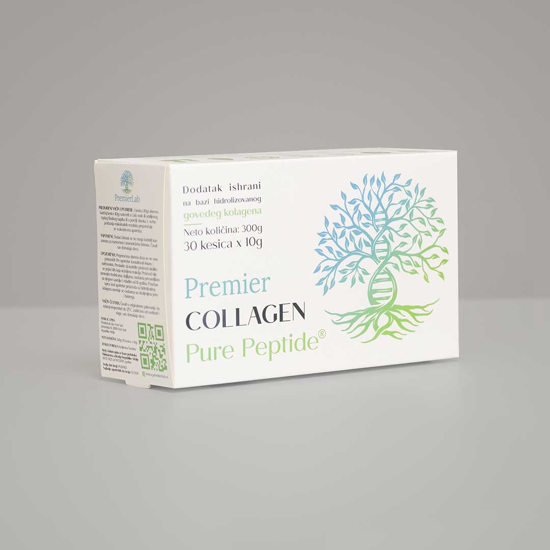 Premier hidrolizovani goveđi kolagen – kutija sa 30 kesica, 10.000 mg kolagena po porciji.