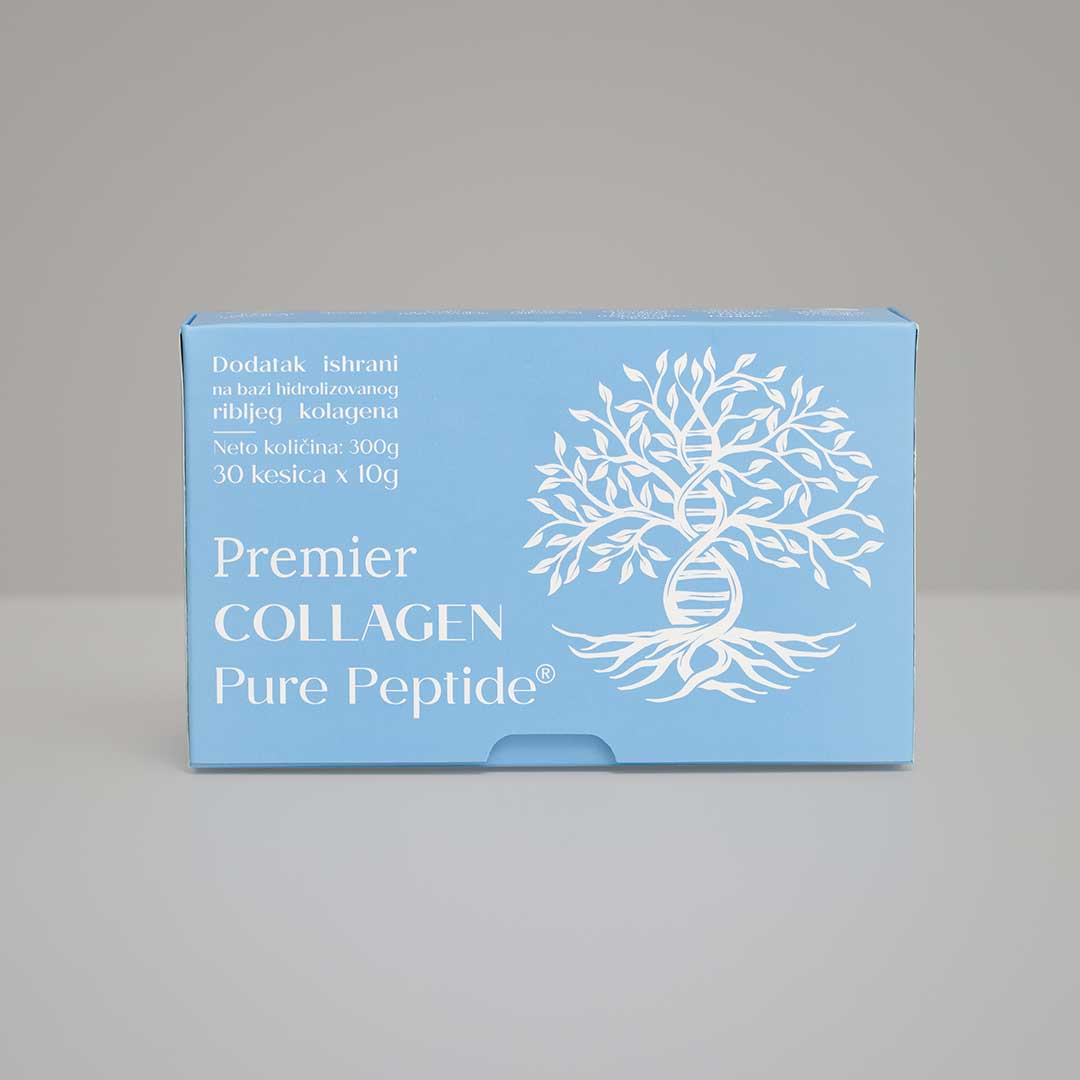 Premier hidrolizovani riblji kolagen – kutija sa 30 kesica, 10.000 mg kolagena po porciji.